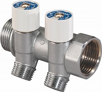 Uponor Uni-C коллектор с вентилями SH 1"HP/BP выход 2х1/2"HP c/c38 мм