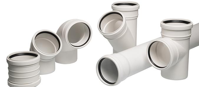 Широкий ассортимент труб и фитингов малошумной канализации Упонор Децибел (Uponor Decibel)