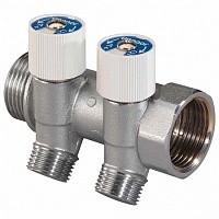 UPONOR Q&E Коллектор SH DR-латунь 1" НР/ВР 4x16 Ц/Ц 38мм (С ВЕНТИЛЯМИ)