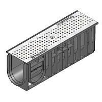 Дренажный канал RECYFIX STANDARD 100, высота 185мм с решеткой "Elegance" оцинкованная сталь