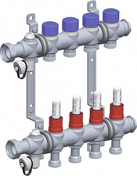 Коллектор для теплого пола 1" и 3/4" (евроконус) 2 контура