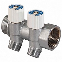 UPONOR Q&E Коллектор SH DR-латунь 1" НР/ВР 3x16 Ц/Ц 38мм (С ВЕНТИЛЯМИ)