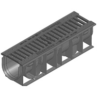 Дренажный канал RECYFIX STANDARD 100, высота 134мм с щелевой чугунной решеткой SW 80/14